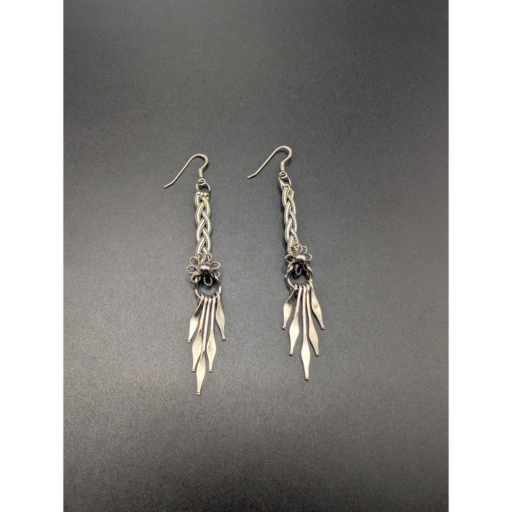 Sterling Silver Dangle earrings Braided Metal
